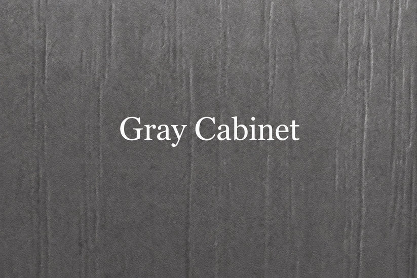Gray Cabinet sample showing the dark gray brushed vertical-grain finish
